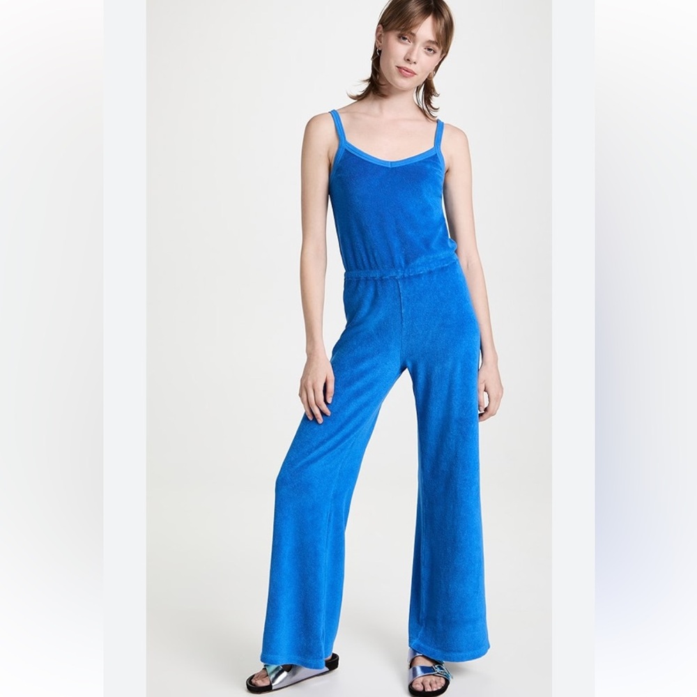 $325 Suzie Kondi blue Thalassa beach terry Elma flare jumpsuit